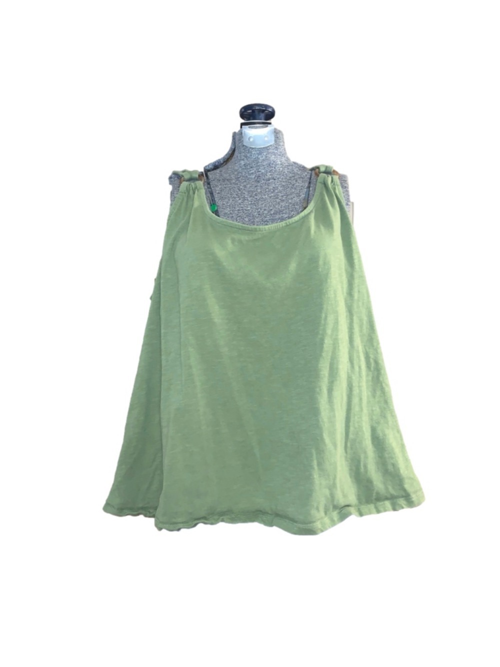 Women's Joe Fresh Sage Green Tank Top with Brown Rings Plus Size 2X